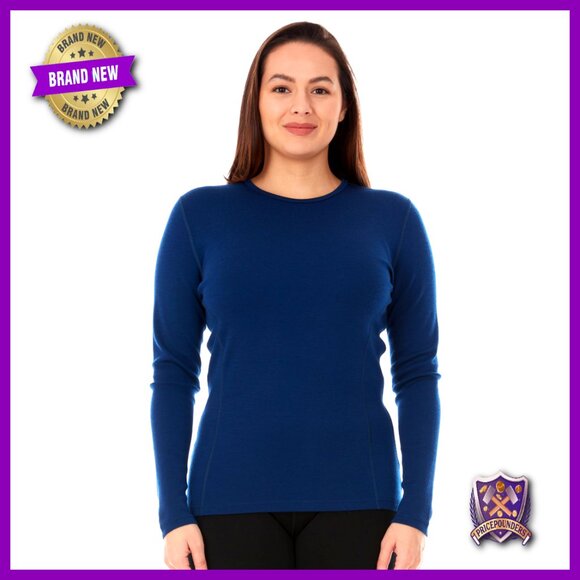 Merino Wool Base Layer Long Sleeve Crew Midweight Thermal XS-3XL